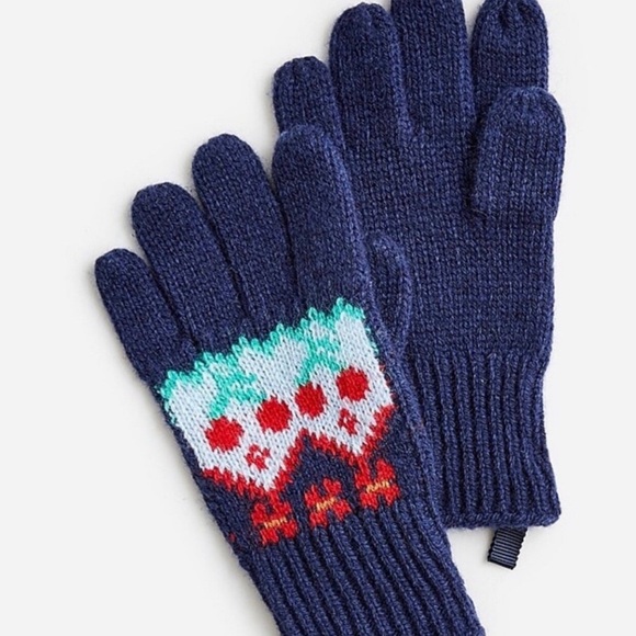 NWT CrewCuts girls navy fair isle hat & gloves 2pc set size 8 10 years - Picture 3 of 3